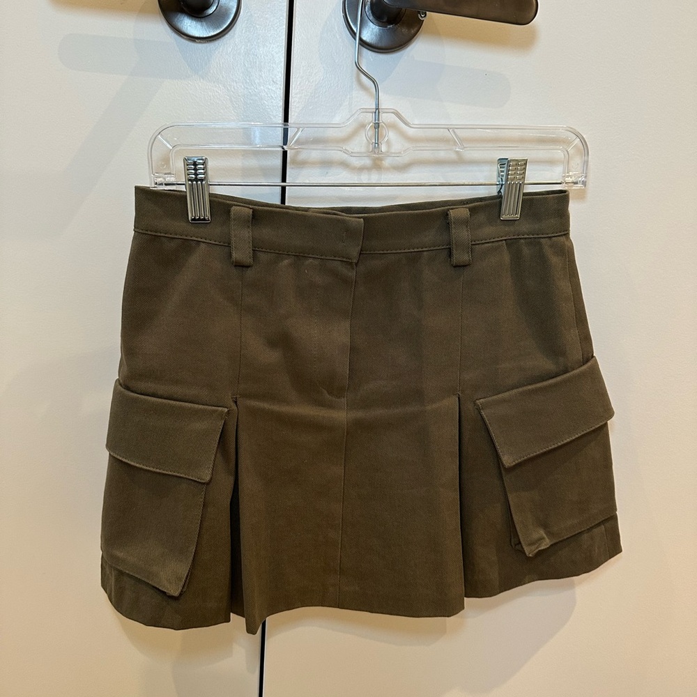 Olive Green Cargo Mini Skirt